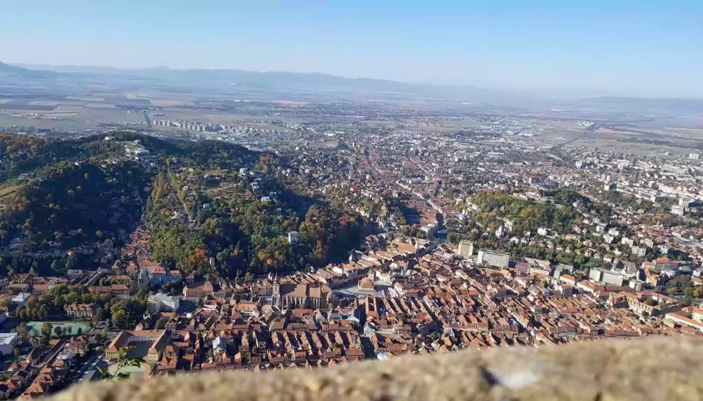 Appreciate how high Brașov is from the Tâmpa viewpoint.